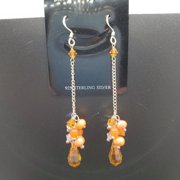 Sterling Silver and Gemstone Dangle Earrings - Picture 3 of 3